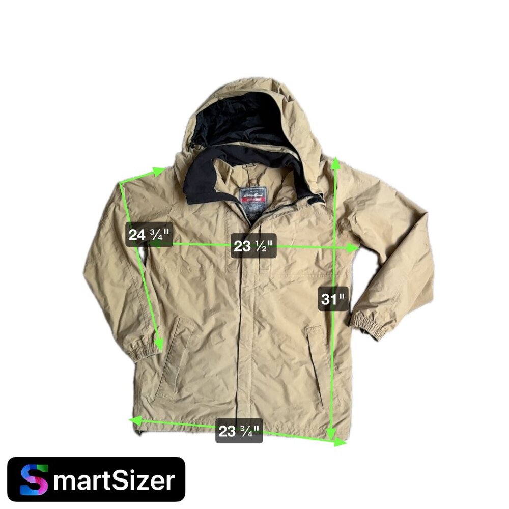 Eddie Bauer Mens WeatherEdge Protection Tan Hooded Rain Jacket Size M - Picture 2 of 6